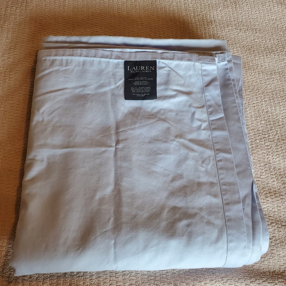 Lauren Ralph Lauren Light Blue 100% Cotton Queen Flat Sheet 98x102 RN41381 - Picture 3 of 5